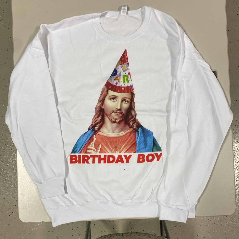 White Birthday Boy Sweatshirt Size XL